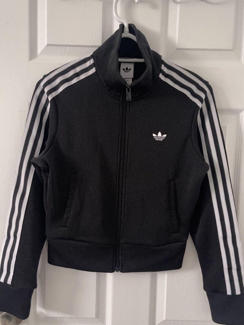 Adidas Knit Like Zip Sweater With Adidas Stripes - Japan Size L